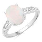1.71 ct. tw. Ethiopian Opal and Lab Grown Diamond Bridge Ring in .925 Sterling Silver