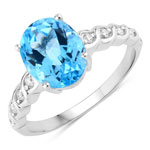 2.70 ct. tw. Swiss Blue Topaz and Lab Grown Diamond Bridge Ring in .925 Sterling Silver