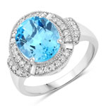4.34 ct. tw. Swiss Blue Topaz and Lab Grown Diamond Statement Ring in .925 Sterling Silver