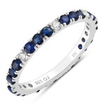 1.26 ct. tw. Blue Sapphire and Lab Grown Diamond Eternity Ring in .925 Sterling Silver
