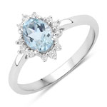 0.72 ct. tw. Aquamarine and Lab Grown Diamond Halo Ring in .925 Sterling Silver