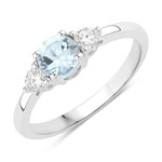 0.60 ct. tw. Aquamarine and Lab Grown Diamond 3 Stone Ring in .925 Sterling Silver