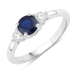 0.87 ct. tw. Blue Sapphire and Lab Grown Diamond 3 Stone Ring in .925 Sterling Silver