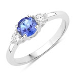 0.69 ct. tw. Tanzanite and Lab Grown Diamond 3 Stone Ring in .925 Sterling Silver