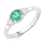 0.64 ct. tw. Zambian Emerald and Lab Grown Diamond 3 Stone Ring in .925 Sterling Silver