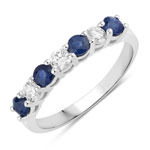 0.85 ct. tw. Blue Sapphire and Lab Grown Diamond Eternity Ring in .925 Sterling Silver