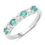 0.73 ct. tw. Zambian Emerald and Lab Grown Diamond Eternity Ring in .925 Sterling Silver