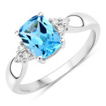 1.60 ct. tw. Swiss Blue Topaz and Lab Grown Diamond Cocktail Ring in .925 Sterling Silver
