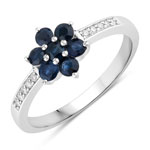 0.55 ct. tw. Blue Sapphire and Lab Grown Diamond Floral Ring in .925 Sterling Silver