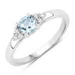 0.47 ct. tw. Aquamarine and Lab Grown Diamond Cocktail Ring in .925 Sterling Silver