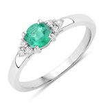 0.51 ct. tw. Zambian Emerald and Lab Grown Diamond Cocktail Ring in .925 Sterling Silver