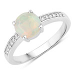 0.75 ct. tw. Ethiopian Opal and Lab Grown Diamond Bridge Ring in .925 Sterling Silver