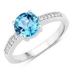 1.58 ct. tw. Swiss Blue Topaz and Lab Grown Diamond Bridge Ring in .925 Sterling Silver
