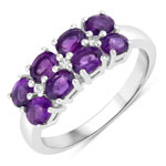 1.33 ct. tw. Amethyst and Created White Sapphire Cluster Ring in .925 Sterling Silver