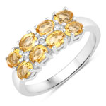 1.33 ct. tw. Citrine and Created White Sapphire Cluster Ring in .925 Sterling Silver
