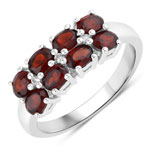 1.65 ct. tw. Garnet and Created White Sapphire Cluster Ring in .925 Sterling Silver