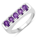 0.80 ct. tw. Amethyst 5 Stone Ring in .925 Sterling Silver