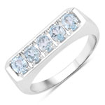 0.95 ct. tw. Blue Topaz 5 Stone Ring in .925 Sterling Silver