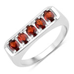 1.00 ct. tw. Garnet 5 Stone Ring in .925 Sterling Silver