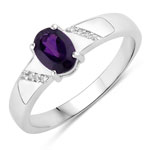 0.84 ct. tw. Amethyst and Created White Sapphire Cocktail Ring in .925 Sterling Silver