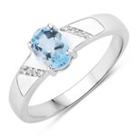 0.99 ct. tw. Blue Topaz and Created White Sapphire Cocktail Ring in .925 Sterling Silver