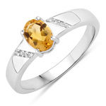 0.84 ct. tw. Citrine and Created White Sapphire Cocktail Ring in .925 Sterling Silver