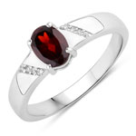 0.89 ct. tw. Garnet and Created White Sapphire Cocktail Ring in .925 Sterling Silver