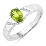0.87 ct. tw. Peridot and Created White Sapphire Cocktail Ring in .925 Sterling Silver