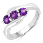 0.72 ct. tw. Amethyst 3 Stone Ring in .925 Sterling Silver