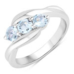0.96 ct. tw. Blue Topaz 3 Stone Ring in .925 Sterling Silver