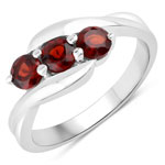 0.90 ct. tw. Garnet 3 Stone Ring in .925 Sterling Silver