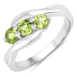 0.72 ct. tw. Peridot 3 Stone Ring in .925 Sterling Silver