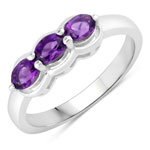 0.48 ct. tw. Amethyst 3 Stone Ring in .925 Sterling Silver