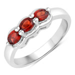 0.60 ct. tw. Garnet 3 Stone Ring in .925 Sterling Silver