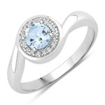 0.67 ct. tw. Blue Topaz and Created White Sapphire Promise Ring in .925 Sterling Silver