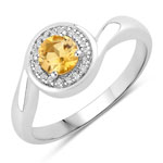 0.52 ct. tw. Citrine and Created White Sapphire Promise Ring in .925 Sterling Silver