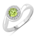 0.58 ct. tw. Peridot and Created White Sapphire Promise Ring in .925 Sterling Silver