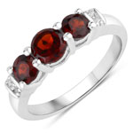 1.24 ct. tw. Garnet and Created White Sapphire Cocktail Ring in .925 Sterling Silver