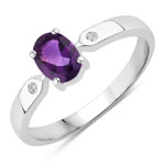 0.82 ct. tw. Amethyst and Created White Sapphire Promise Ring in .925 Sterling Silver