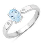 0.97 ct. tw. Blue Topaz and Created White Sapphire Promise Ring in .925 Sterling Silver