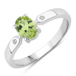 0.85 ct. tw. Peridot and Created White Sapphire Promise Ring in .925 Sterling Silver