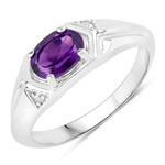 0.83 ct. tw. Amethyst and Created White Sapphire Cocktail Ring in .925 Sterling Silver