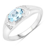 0.98 ct. tw. Blue Topaz and Created White Sapphire Cocktail Ring in .925 Sterling Silver