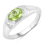 0.86 ct. tw. Peridot and Created White Sapphire Cocktail Ring in .925 Sterling Silver