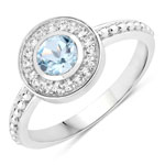 0.87 ct. tw. Blue Topaz and Created White Sapphire Halo Ring in .925 Sterling Silver