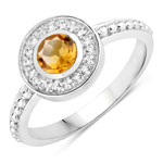0.72 ct. tw. Citrine and Created White Sapphire Halo Ring in .925 Sterling Silver