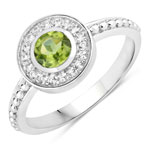 0.78 ct. tw. Peridot and Created White Sapphire Halo Ring in .925 Sterling Silver