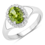 1.40 ct. tw. Peridot and Created White Sapphire Halo Ring in .925 Sterling Silver