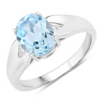 2.02 ct. tw. Blue Topaz and Created White Sapphire Solitaire Ring in .925 Sterling Silver
