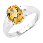 1.72 ct. tw. Citrine and Created White Sapphire Solitaire Ring in .925 Sterling Silver